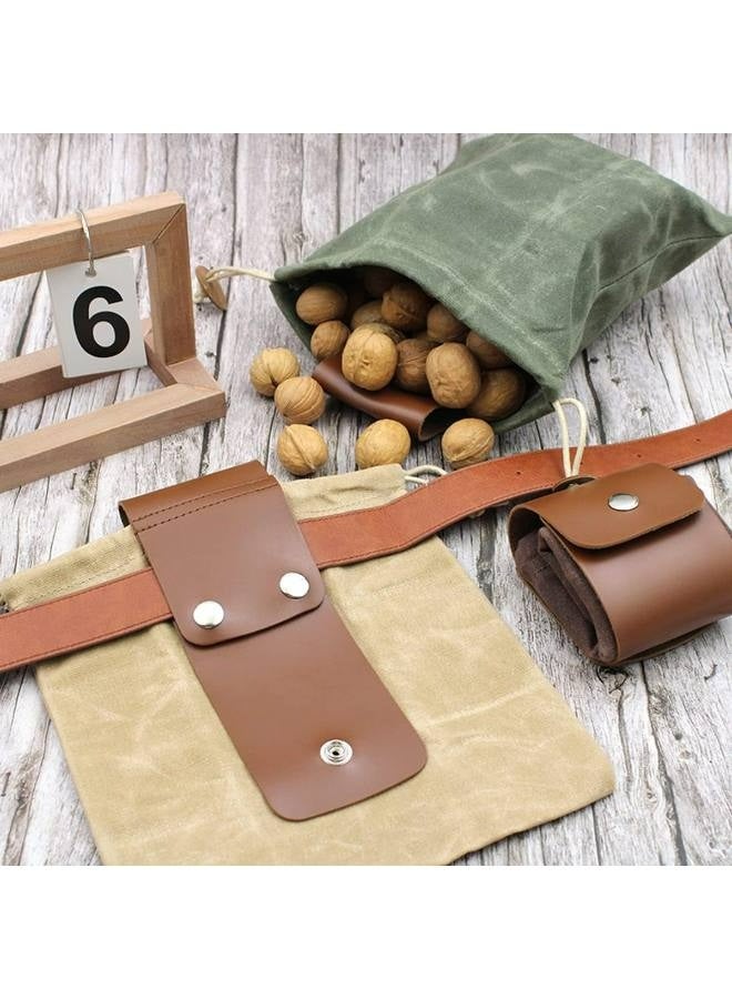 Waxed Canvas  Leather Foraging Pouch | Waterproof Collapsible Belt Bag for Mushroom Picking, Bushcraft  Hiking | Drawstring Buckle Waist Pack with Detachable Straps - Image 5